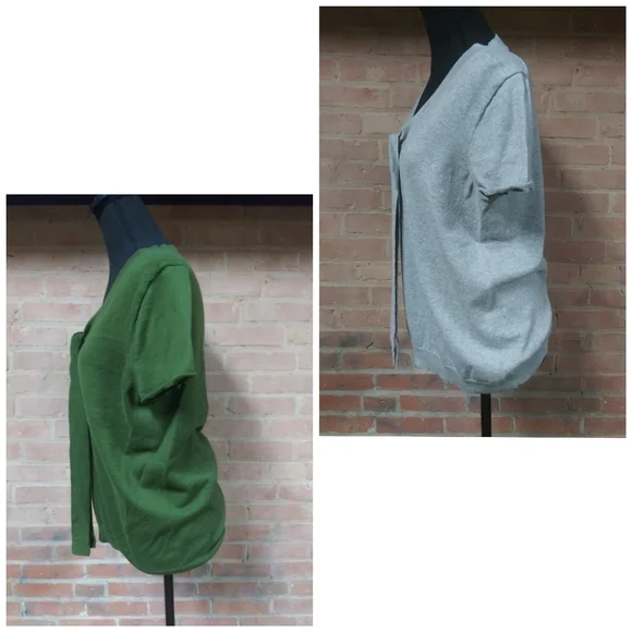 J. Crew | HP🎈Tie-up S/S Sweater Bundle Green Grey - Picture 7 of 8